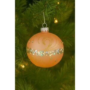 Handmade Polish Christmas Ornaments Set of 4, Sequin Glitter 3 Inch Spheres